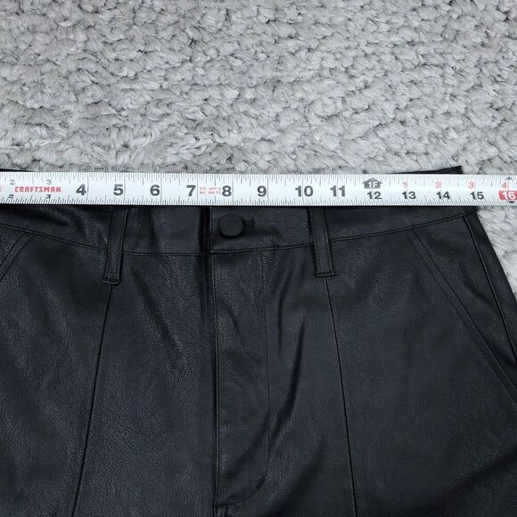 Kancan High Rise Faux Leather Split Straight Pants Size 28 Black Vegan Buckle - Picture 8 of 11